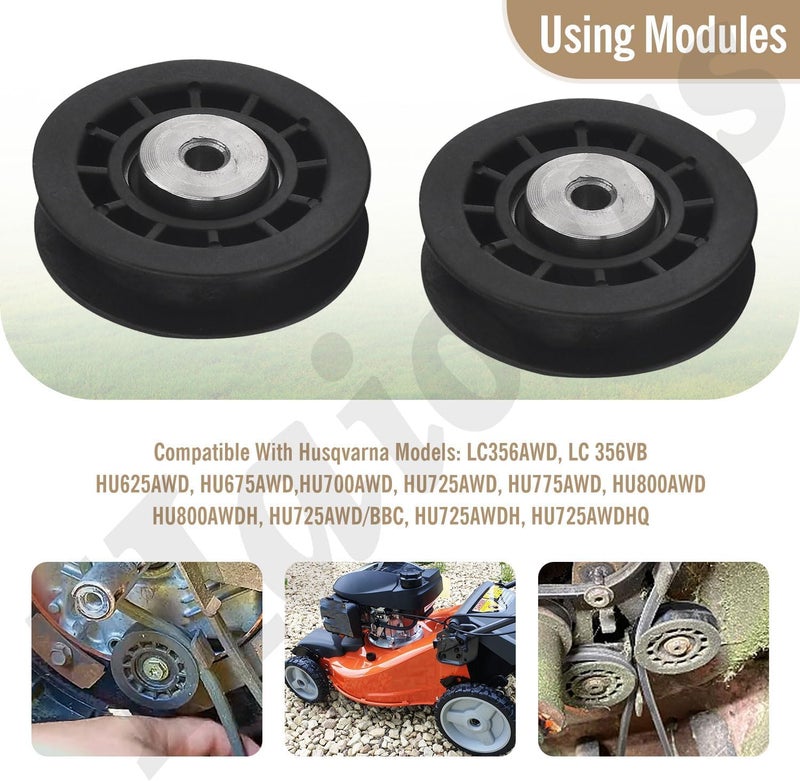 Haiouus 587973001 587969201 Idler Pulley Assembly Compatible With Husqvarna Craftsman Walk-Behind Lawn Mowers, for Lawn Mower Decks Idler Pulley HU725AWD/BBC, HU725AWDHQ, LC221RH Replaces Previous 581904001 - Image 2